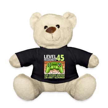 45. Geburtstag Gamer zur Arbeit gezwungen - Teddy - Schwarz - Vorne
