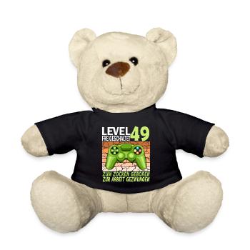 49. Geburtstag Gamer zur Arbeit gezwungen - Teddy - Schwarz - Vorne