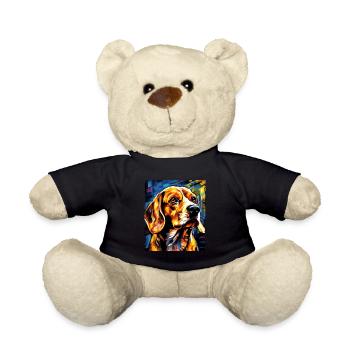 Beagle Dog Portrait - Teddy Bear - black - Front