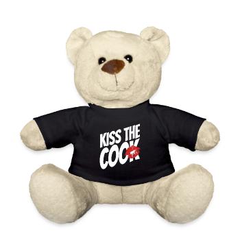 Kiss the cook - cock - Wortspiel - Spruch - Teddy - Schwarz - Vorne