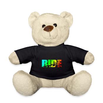 MTB Spruch RIDE Mountainbike Downhill - Teddy - Schwarz - Vorne