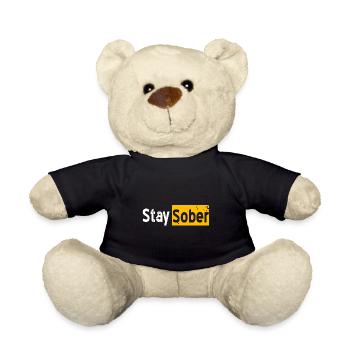Stay Sober Retro Sobriety T-Shirt - Teddy - Schwarz - Vorne