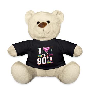 I Love 90s 90er Jahre Motto Party Outfit Geschenk - Teddy - Schwarz - Vorne