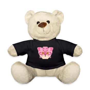 Pixel Katzen Zocker Gamer Spieler Rosa Geschenk - Teddy - Schwarz - Vorne