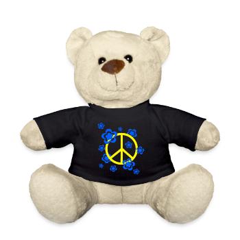 70s Flower Pattern - Teddy Bear - black - Front