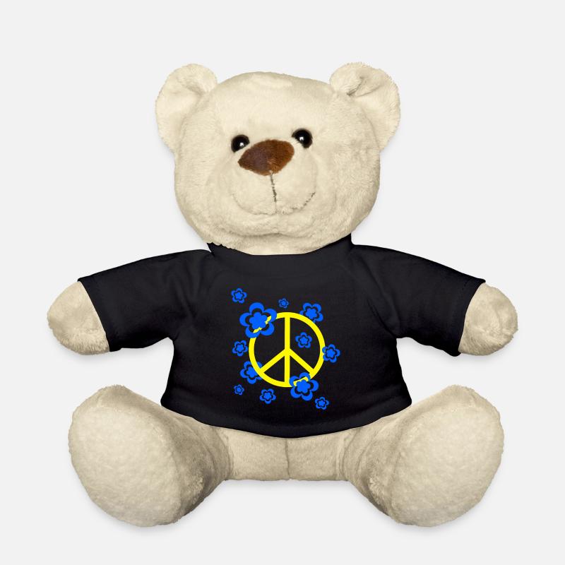 70s Flower Pattern - Teddy Bear - black