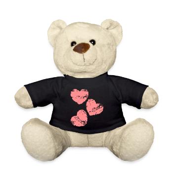 pink hearts - Teddy Bear - black - Front