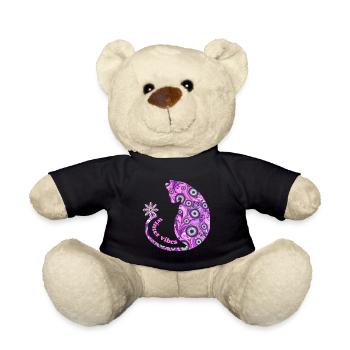 Cat with snowflake E 6 - Teddy Bear - black - Front