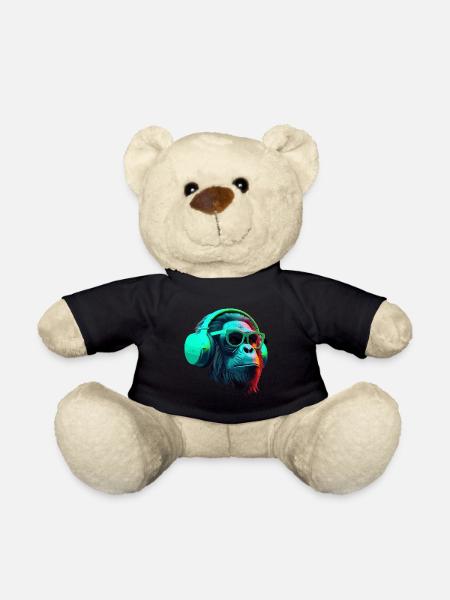 Affe Schimpanse mit Sonnenbrille und Kopfhörer DJ - Teddy - Schwarz