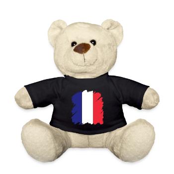 France Flag Distressed Look French Flag - Teddy Bear - black - Front