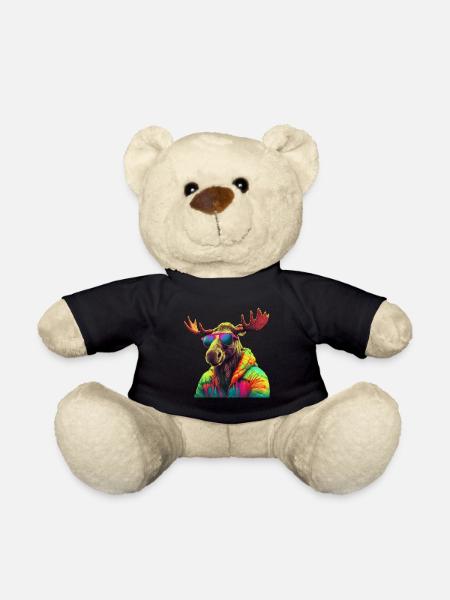 Elch mit Sonnenbrille Bunt Coole Elche Waldtier - Teddy - Schwarz