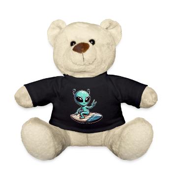 Alien Alien UFO Surfer Beach Summer Urla - Teddy Bear - black - Front
