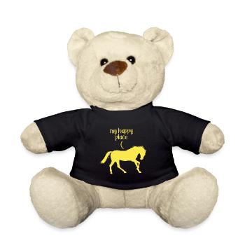 Riding My Happy Place Equestrian Racing Riders - Teddy Bear - black - Front