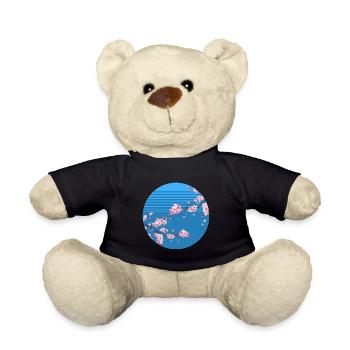 Cherry Blossom Japanese Tree Sakura Retro - Teddy Bear - black - Front