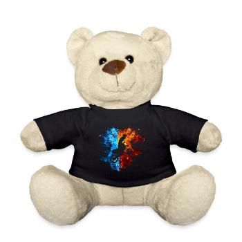 Motocross Fire Flames Motocross Rider Motorcycle - Teddy Bear - black - Front