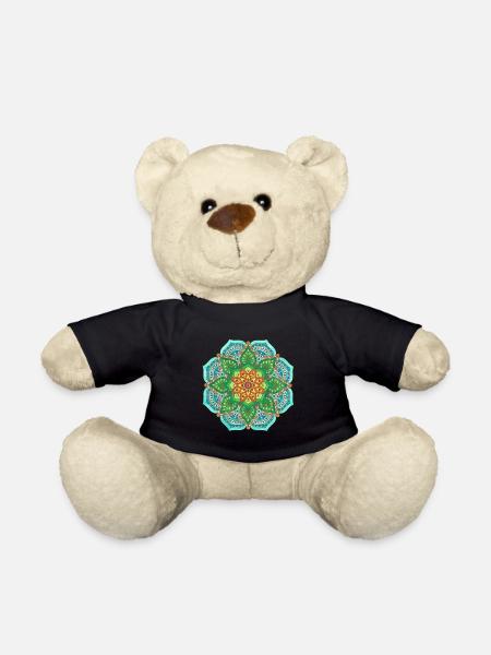 Mandala blue Flowerpower - Teddy - Schwarz