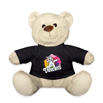 VINCENT - Schöner Jungen Name mit Coolem Einhorn - Teddy - Schwarz - Vorne