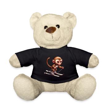 Niedlicher Affe beim Skifahren im Winter im - Teddy - Schwarz - Vorne