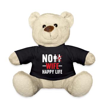 Pas De Femme Vie Heureuse Épouses Mariée Marié Mariage - Nounours - noir - Devant