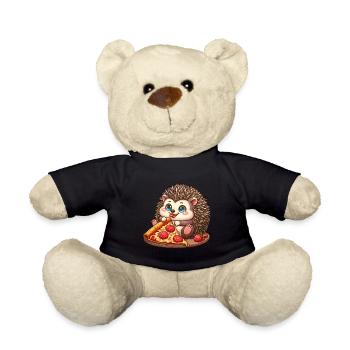 Süßer Igel liebt Pizza Pizzaliebhaber lustig - Teddy - Schwarz - Vorne
