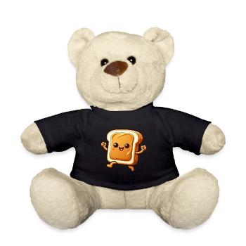 Cute Toast Cartoon Bread Funny - Teddy Bear - black - Front