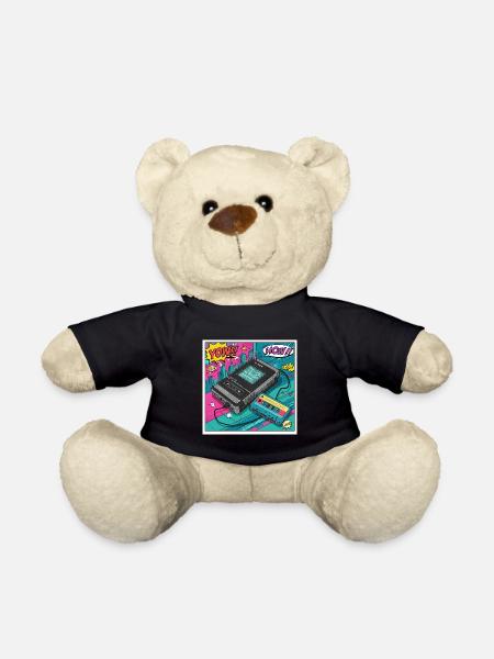 90s vibes: Walkman cult in comic look - Teddy Bear - black