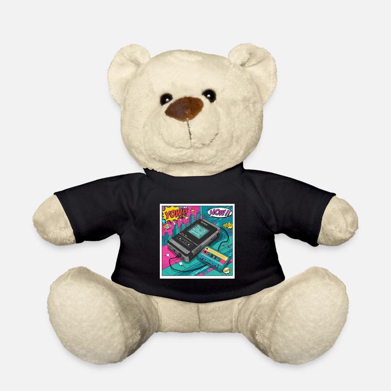 90s vibes: Walkman cult in comic look - Teddy Bear - black