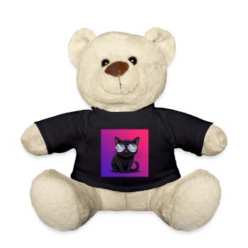 Coole Katze mit Sonnenbrille - Teddy - Schwarz - Vorne