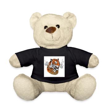 Rauchender Tiger mit Goldkette - Comic Vibes - Teddy - Schwarz - Vorne