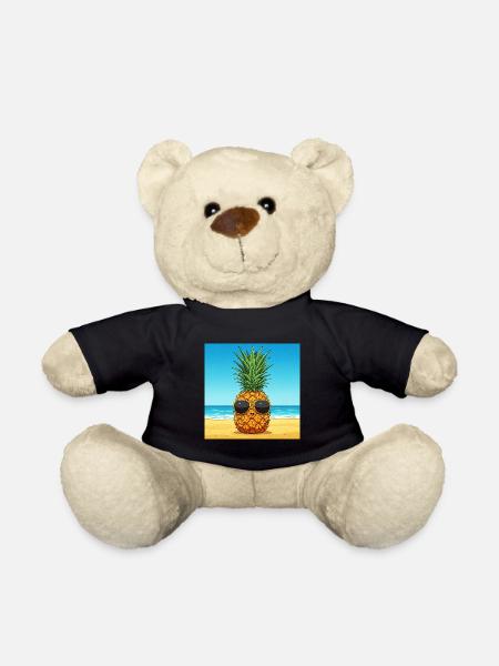 Ananas mit Sonnenbrille am Strand - Teddy - Schwarz