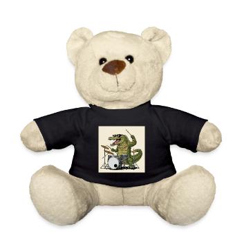 Cool crocodile with drums - Teddy Bear - black - Front