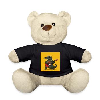 Cooles Krokodil mi E-Gitarre und Goldkette - Teddy - Schwarz - Vorne