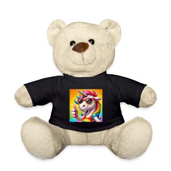 Licorne drôle avec des lunettes de soleil - glitter fun - Nounours - noir - Devant