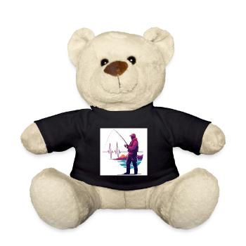Angler mit Herzschlag: Meister der Geduld - Teddy - Schwarz - Vorne
