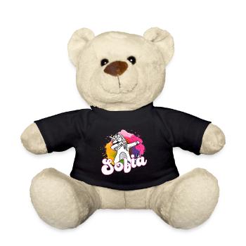 SOFIA - Beautiful name with dabbing unicorn - Teddy Bear - black - Front