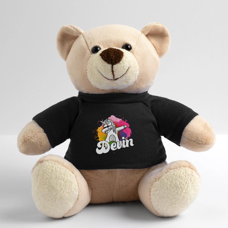 DEVIN - Beautiful Boy Name with Cool Unicorn Teddy Bear