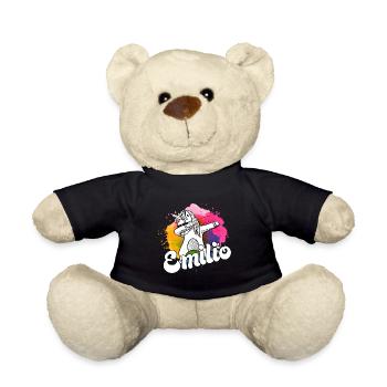 EMILIO - Schöner Jungen Name mit Coolem Einhorn - Teddy - Schwarz - Vorne