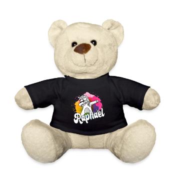 RAPHAEL - Schöner Jungen Name mit Coolem Einhorn - Teddy - Schwarz - Vorne