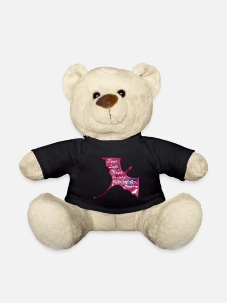 Drachen Panorama Pur Schrift weiß - Teddy - Schwarz