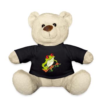 Red eyed Frog On A Vine - Teddy Bear - black - Front
