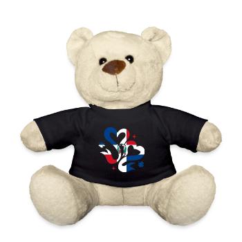 France Flag Distressed Look French Flag - Teddy Bear - black - Front