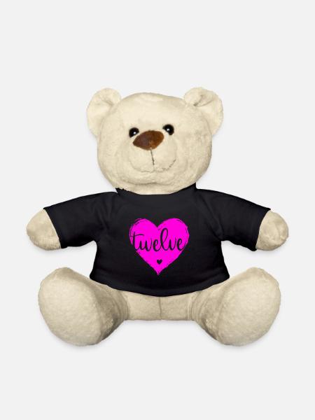 Now Twelve Herz Zwölf Zwölfter Geburtstag Mädchen - Teddy - Schwarz