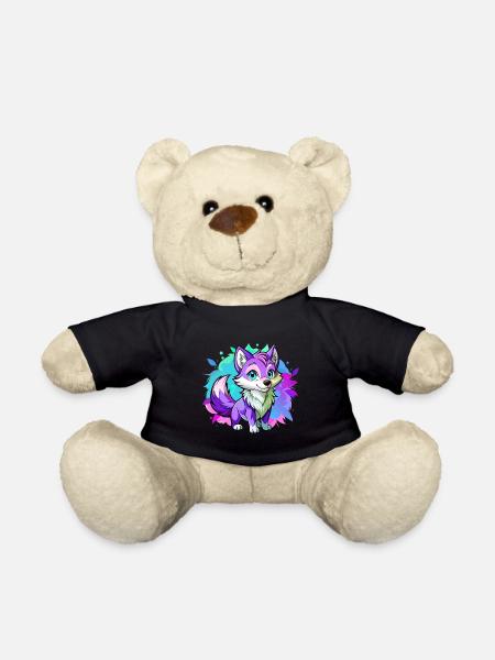 Purple Baby Wolf - Teddy Bear - black