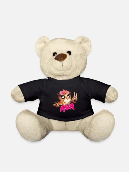 ADA - Beautiful Girl Name with Cute OWL - Teddy Bear - black
