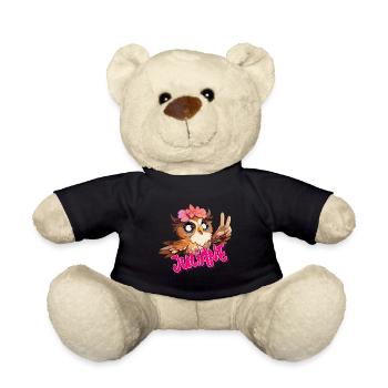 JULIANE - Beautiful girl name with cute OWL - Teddy Bear - black - Front