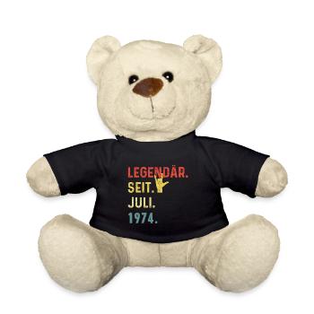 50th Birthday Man Woman Legendary Since July 1974 - Teddy Bear - black - Front