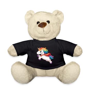 Lustiges Einhorn als Held für einen Superheld - Teddy - Schwarz - Vorne