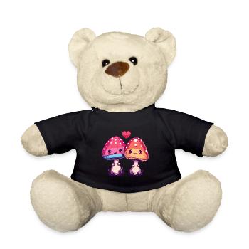 Pilze Paar Liebe Herz Comic - Teddy - Schwarz - Vorne