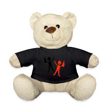 Bier Trinken Strichmännchen - Teddy - Schwarz - Vorne