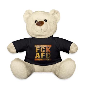 FCK AFD - Zeichen setzen gegen Rechts, Gegen Nazis - Teddy - Schwarz - Vorne